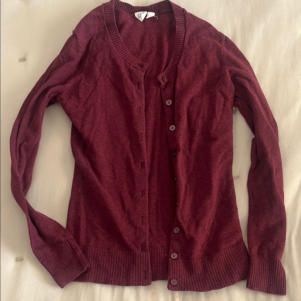 Women's Burgundy Cardigan Sweater